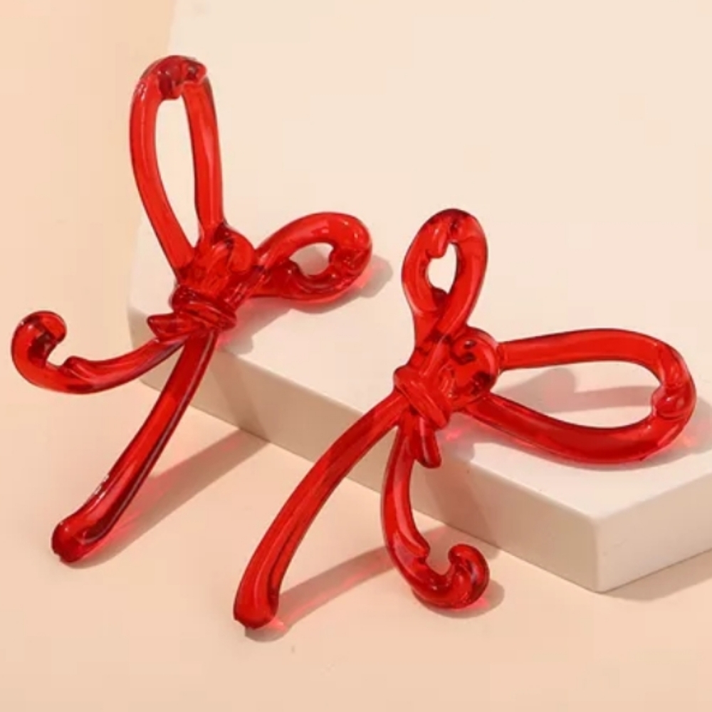 Red bow knot earrings
